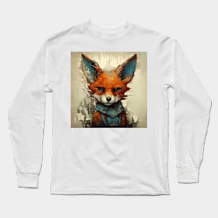 Fierce Cute blue-eyed Warrior Fox Long Sleeve T-Shirt